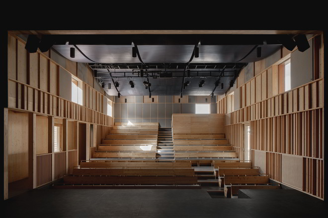 Theater interior with windows