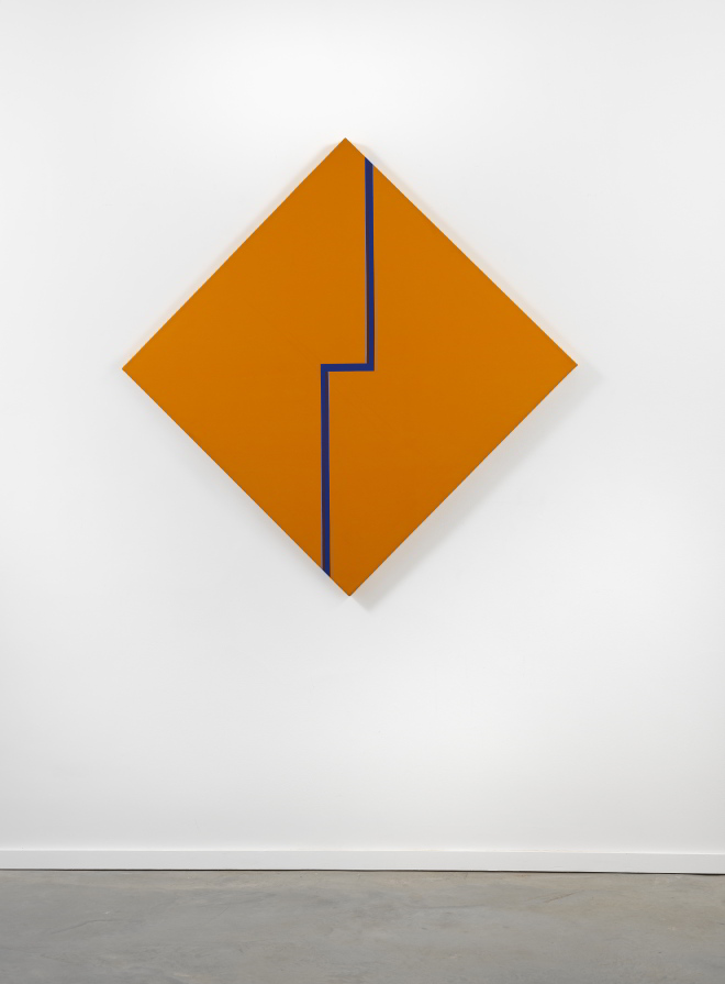 Blue-Angle-on-Orange, Painting of Carmen Herrera
